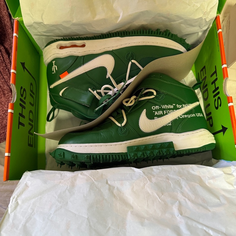 Green OFF-WHITE af1 mid size 11